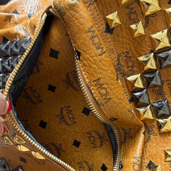 MCM Cognac Backpack with Gold and Black Studs - Picture 8 of 10